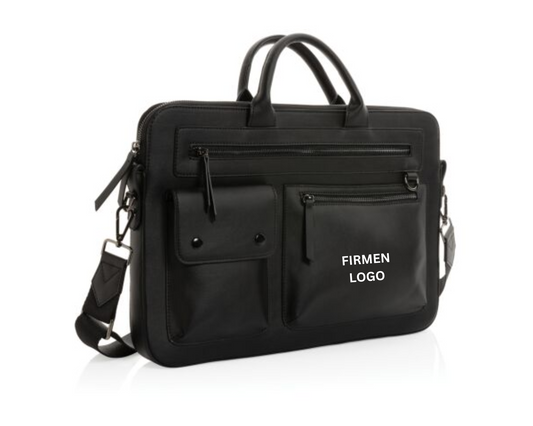 Laptop Tasche schwarz PU elegant personlisiert mit Logo