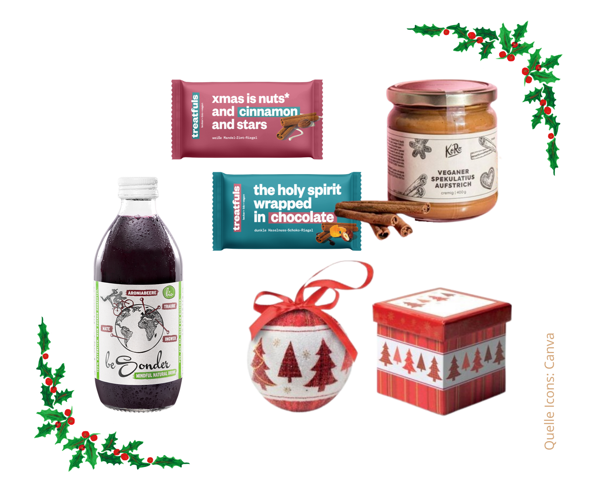 Layana Life Kleine Weihnachten Geschenkbox Mitarbeiter Kunden Geschäftspartner weihnachtsbaumkugel aufstrich spekulatius haferriegel zimt