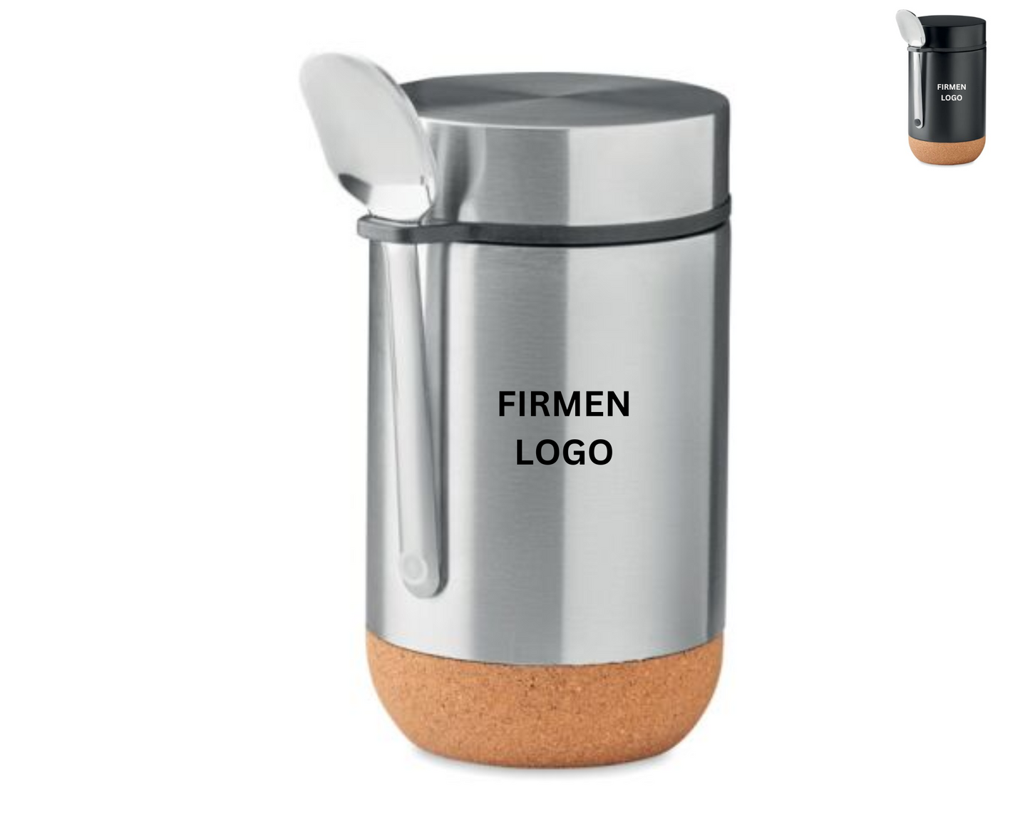 Lunchpot edelstahl kork löffel logo personalisiert