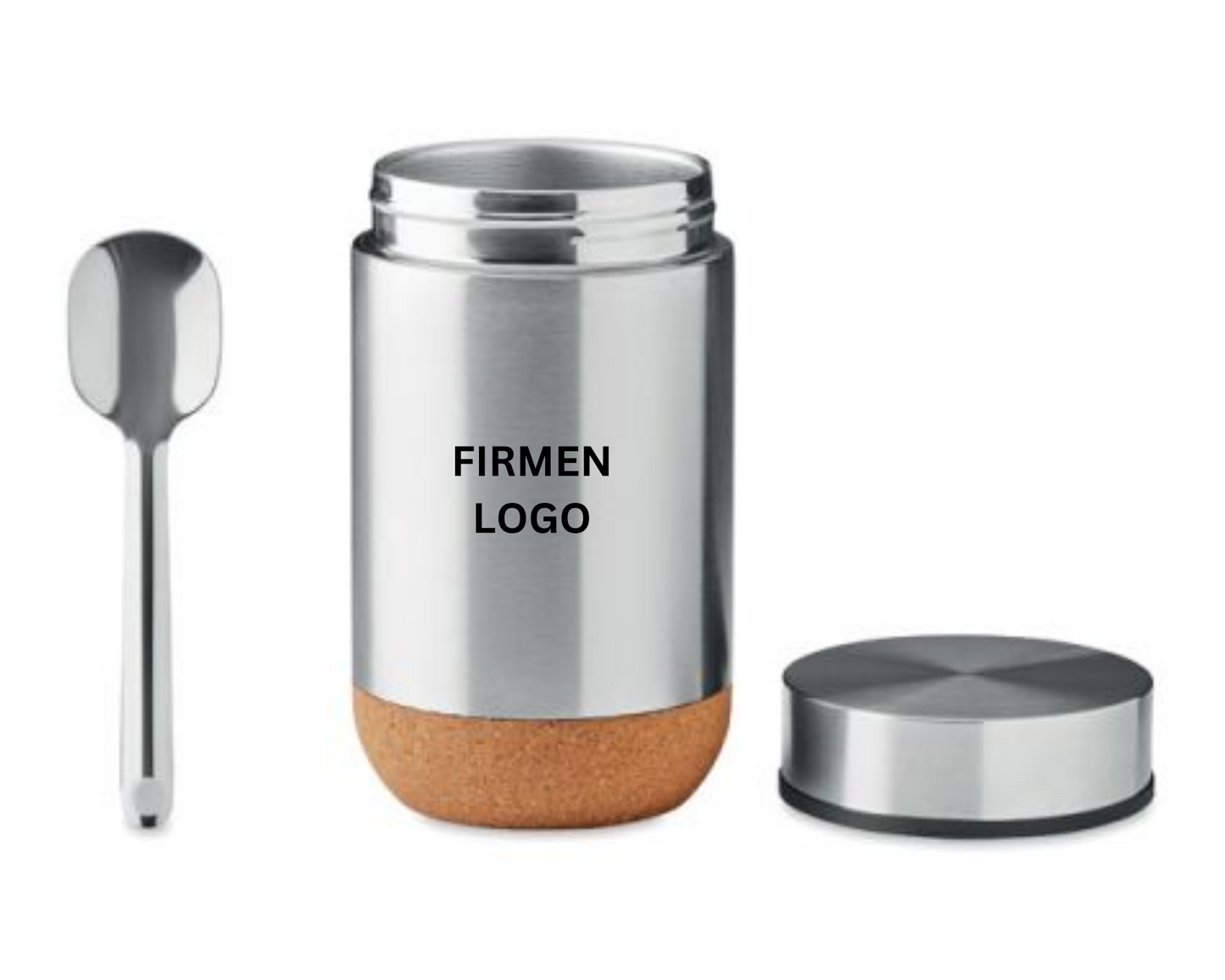 Lunchpot edelstahl kork löffel logo personalisiert