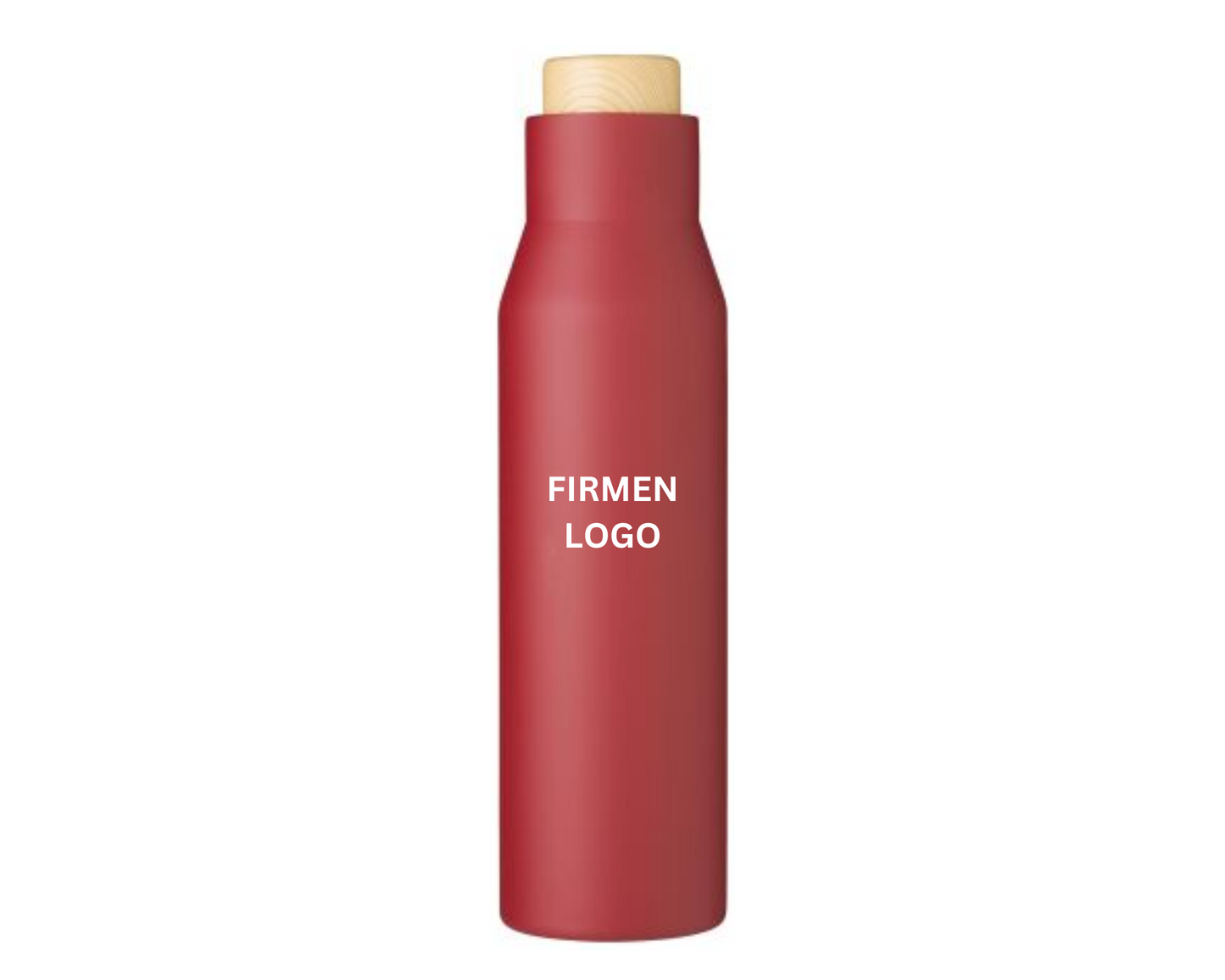 thermosflasche isoflasche isolierflasche holz verschluss logo druck personalisiert rot