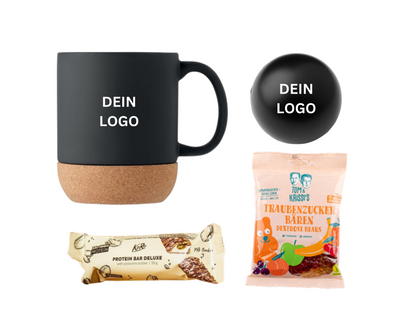 layana life gute besserung geschenk geschenkbox mitarbeiter kollege kunde geschäftspartner mit logo tasse antistress ball schwarz