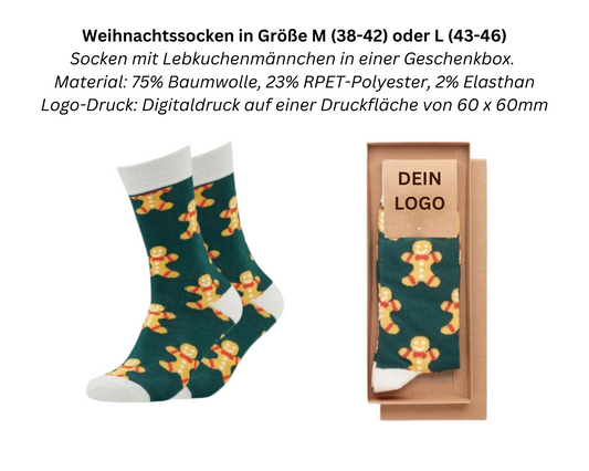 Socken Weihnachten mit Lebkuchenmännchen in Geschenkbox (versandkostenfrei)