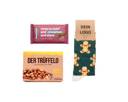 weihnachten geschenkbox Geschenkkorb Präsentkorb Geschenkset Geschenke präsente socken snacks layana life eigenes logo merchandise